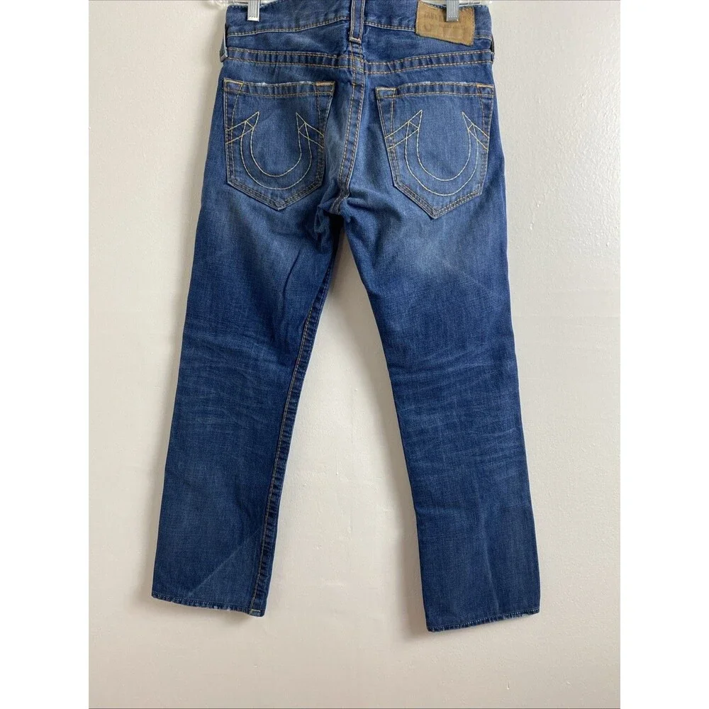 True Religion Denim Jeans Size 30 Straight Blue Stitched Western Cowboy Cotton